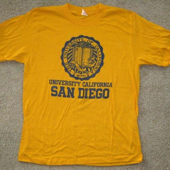 70S 80S University Of California San Diego Ucsd Yellow Cotton Shirt - Picture 1 of 4
